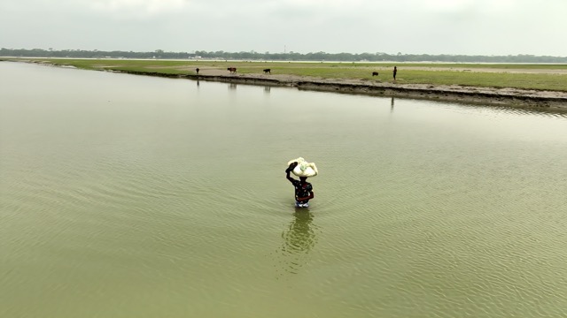 Dulu Aladar wades through water